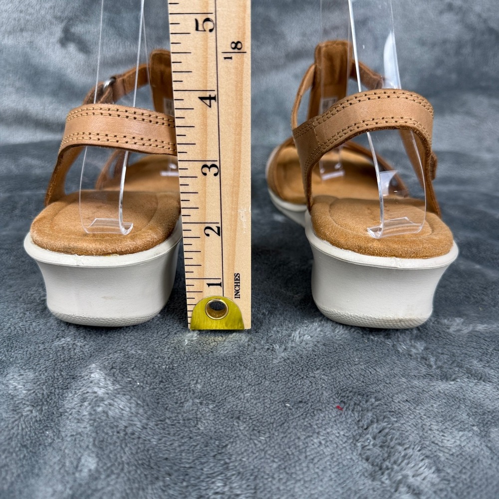 ECCO Tan Leather T-Strap Ankle Strap Wedge‎ Sandals Women's Size EU 41 US 10 - Picture 5 of 11